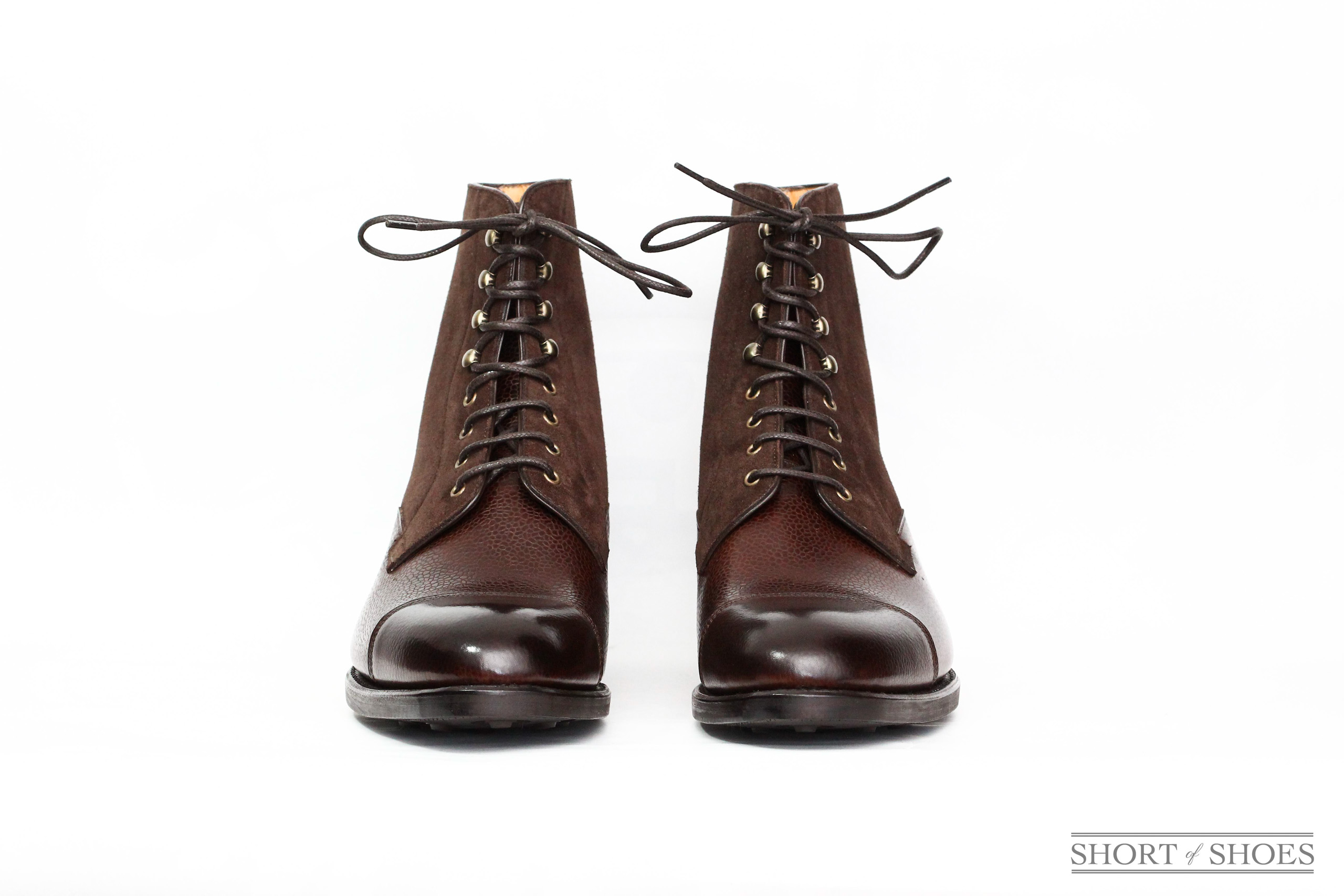 Carlos Santos Field Boot in Dark Brown Grain/Oak Calf