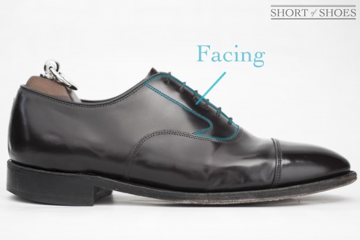 The facing on an oxford shoe.