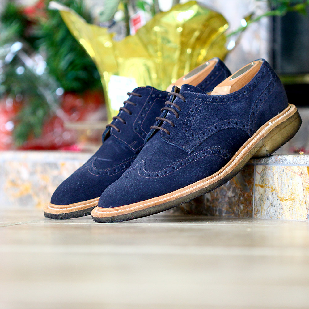 brooks-brothers-blue-suede-brogue-wingtip - Short of Shoes